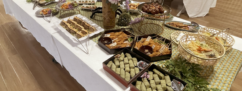 京都大学薬学研究科 藤多記念ホールへカンファレンスのシンポジウム用パーティー料理をお届け