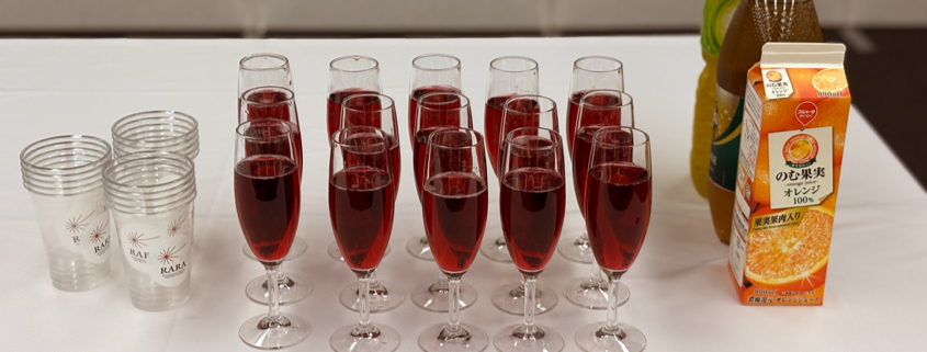 立命館大学朱雀キャンパスへ研究発表会後の懇親会用ドリンクをお届け